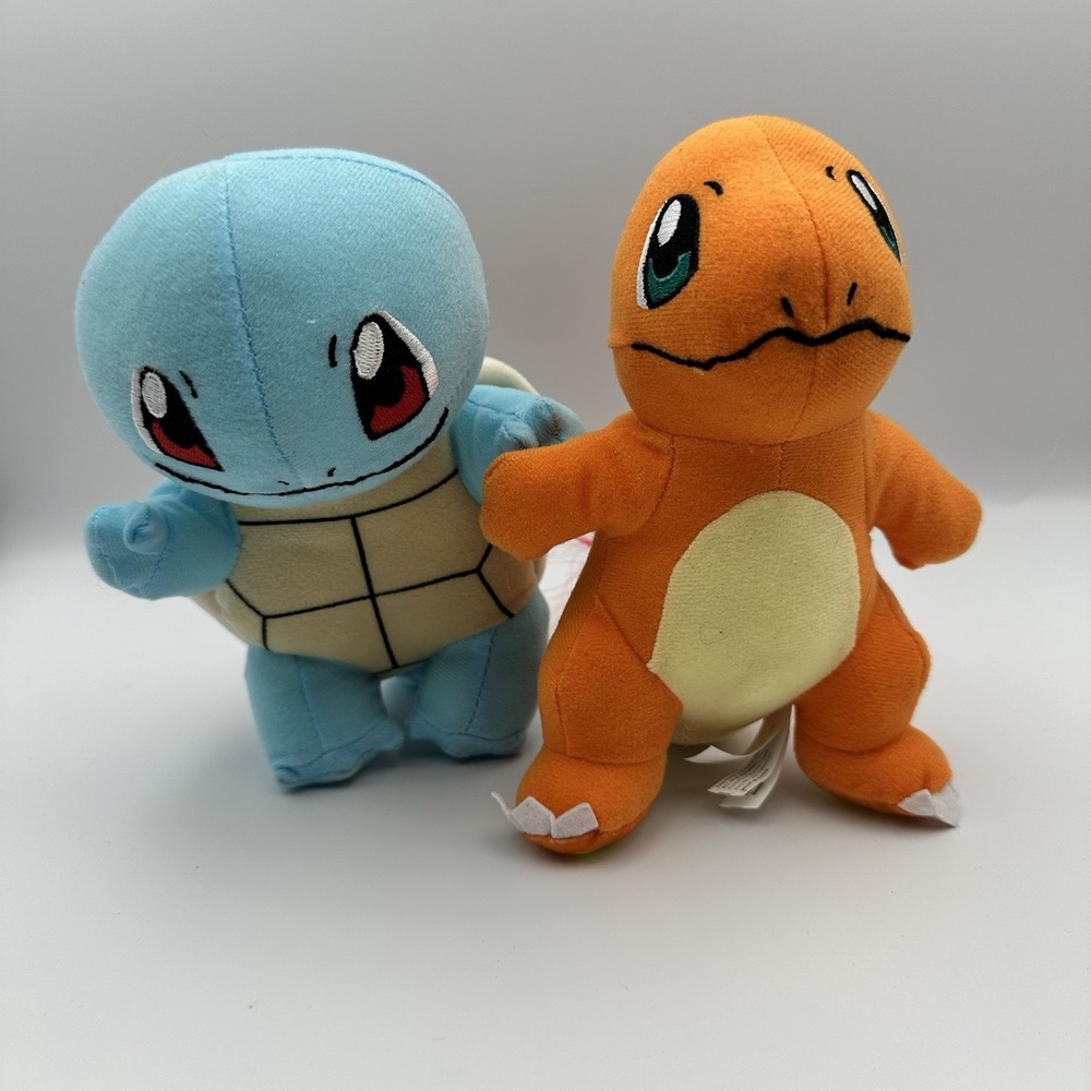 Pokemon Plush Lot Of 2 Charmander Squirtle Nintendo 2024 Stuffed Animals 9"